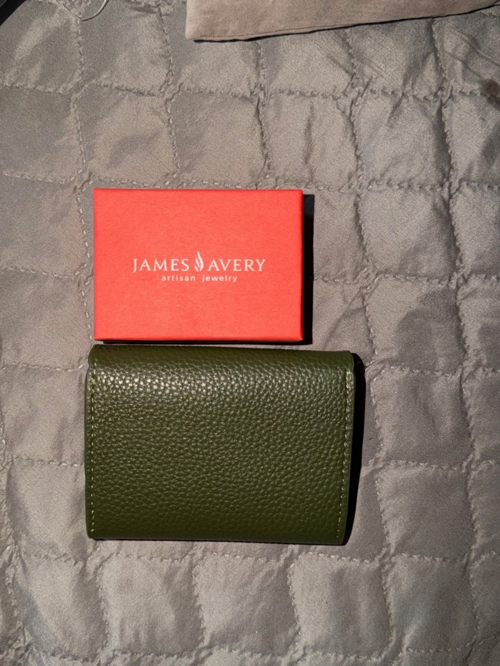 Olive Green Leather Bifold Wallet - Unbranded